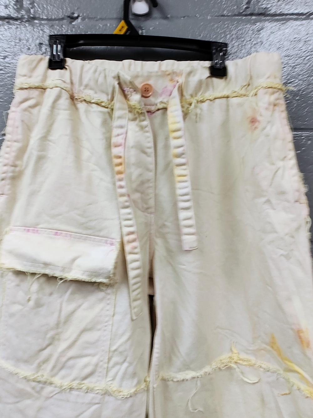 Dries Van Noten Woman's Cream Wide-Leg Color Spotch Jeans - Picture 2 of 6